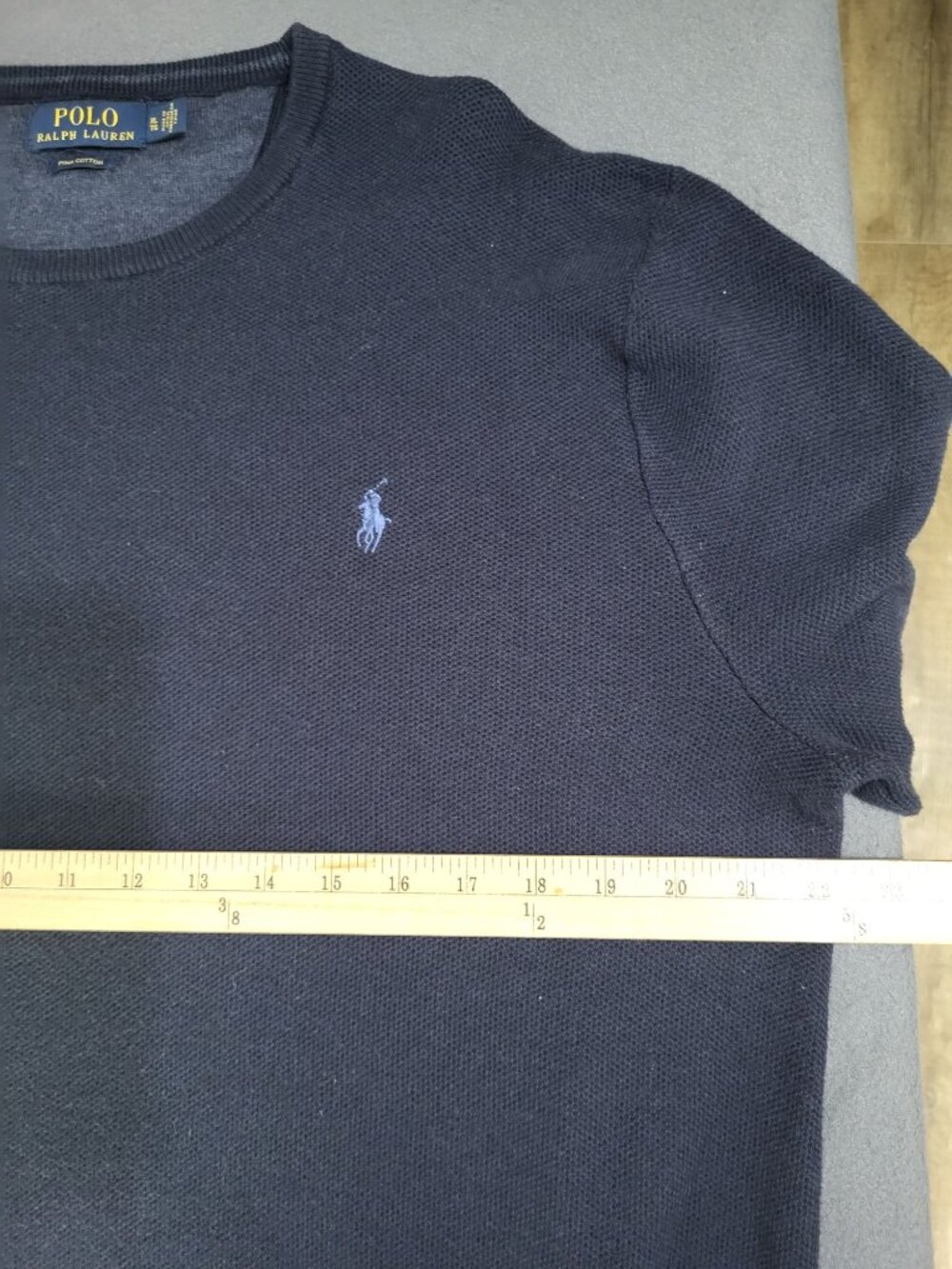 POLO Ralph Lauren Pima Cotton Crewneck Pullover Sweater XL Navy Blue Old Money - Picture 7 of 9